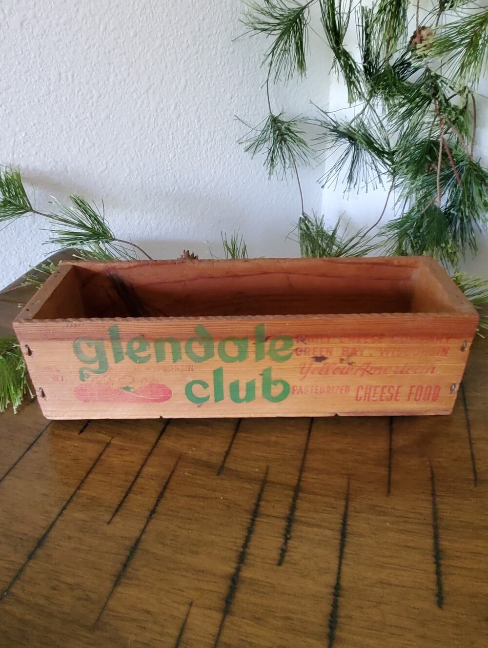 Vintage Glendale Club Wooden Cheese Box Rustic Farmhouse Decor Pauly Wisconsin